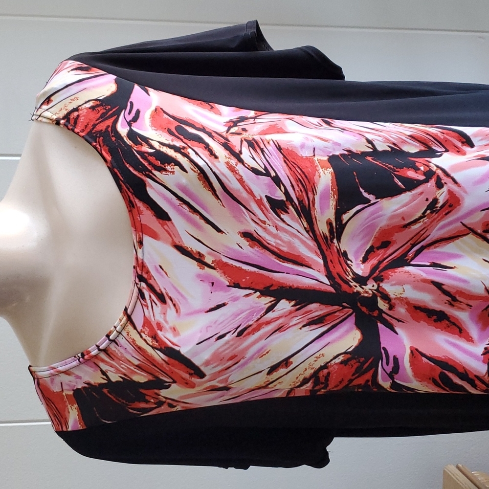 Me TOO Women's Dress Black Multi-colored Floral Size XL